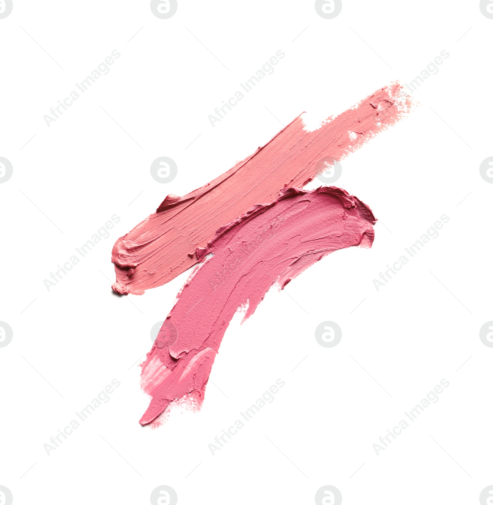 Photo of Lipstick smears isolated on white. Cosmetic product