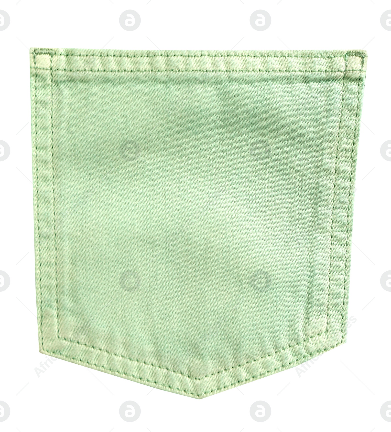Image of Light green denim pocket isolated on white