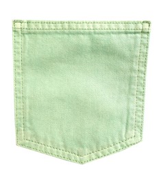 Light green denim pocket isolated on white