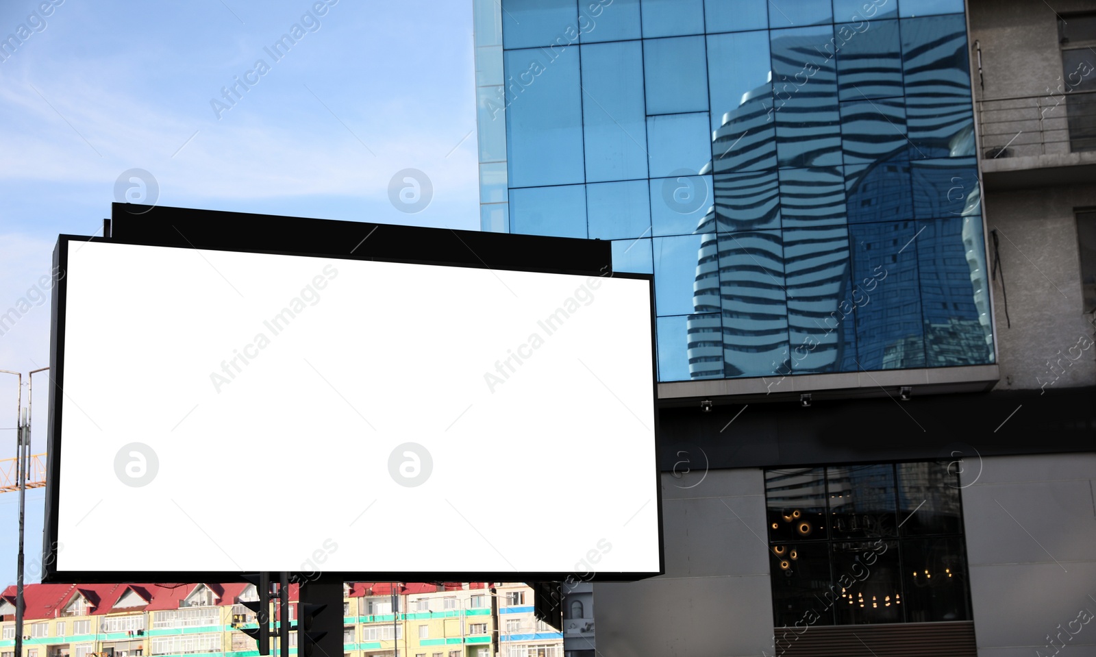 Image of Empty signboard in city. Mock-up for design