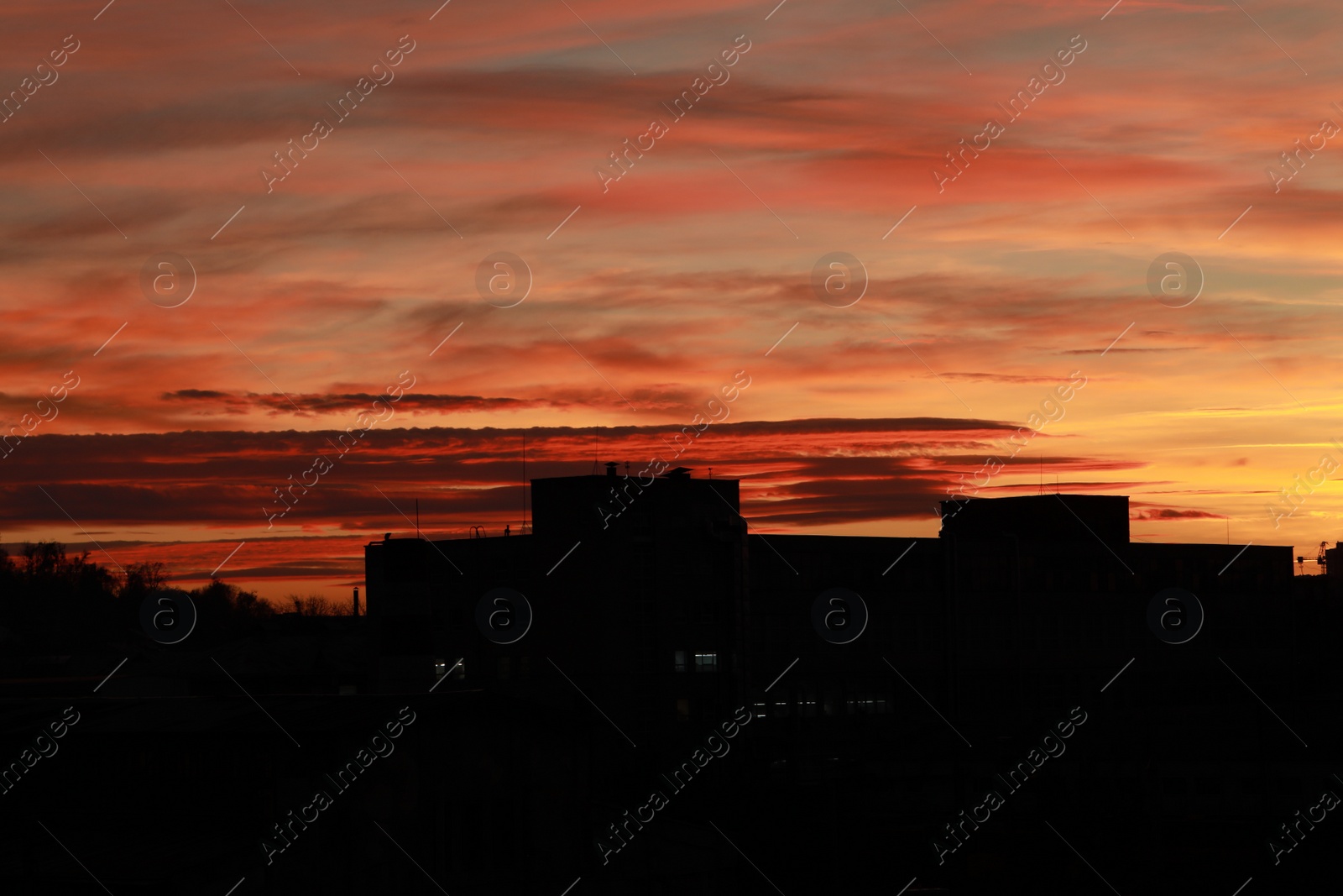 Photo of Picturesque view of bright dawn in city