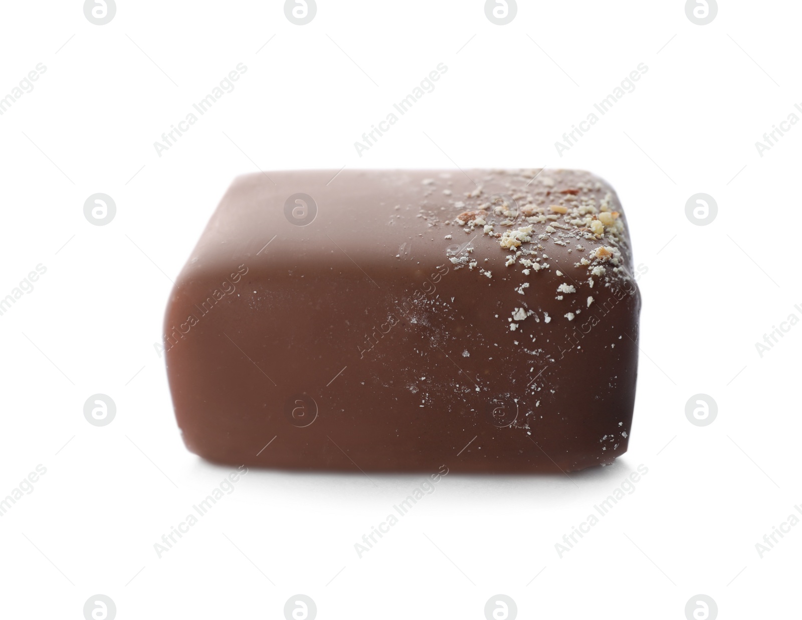 Photo of Delicious milk chocolate candy isolated on white