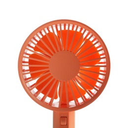 Photo of Portable fan isolated on white. Summer heat
