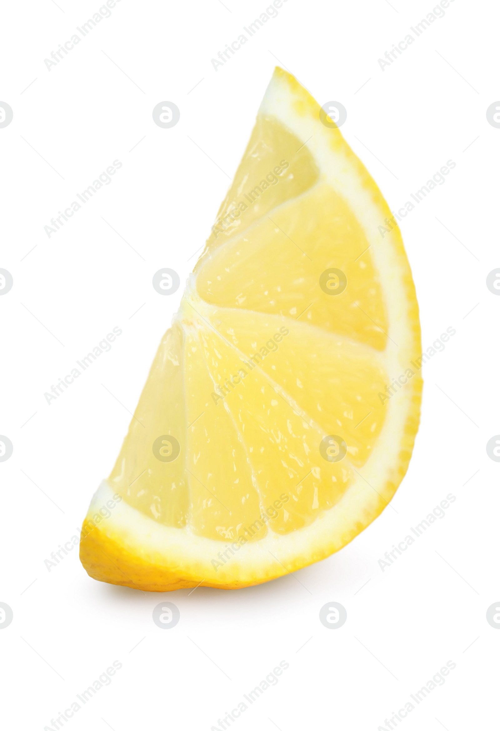 Photo of Slice of fresh lemon isolated on white