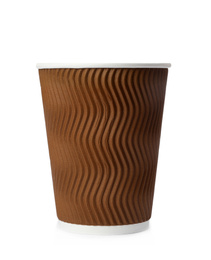 Takeaway paper coffee cup isolated on white