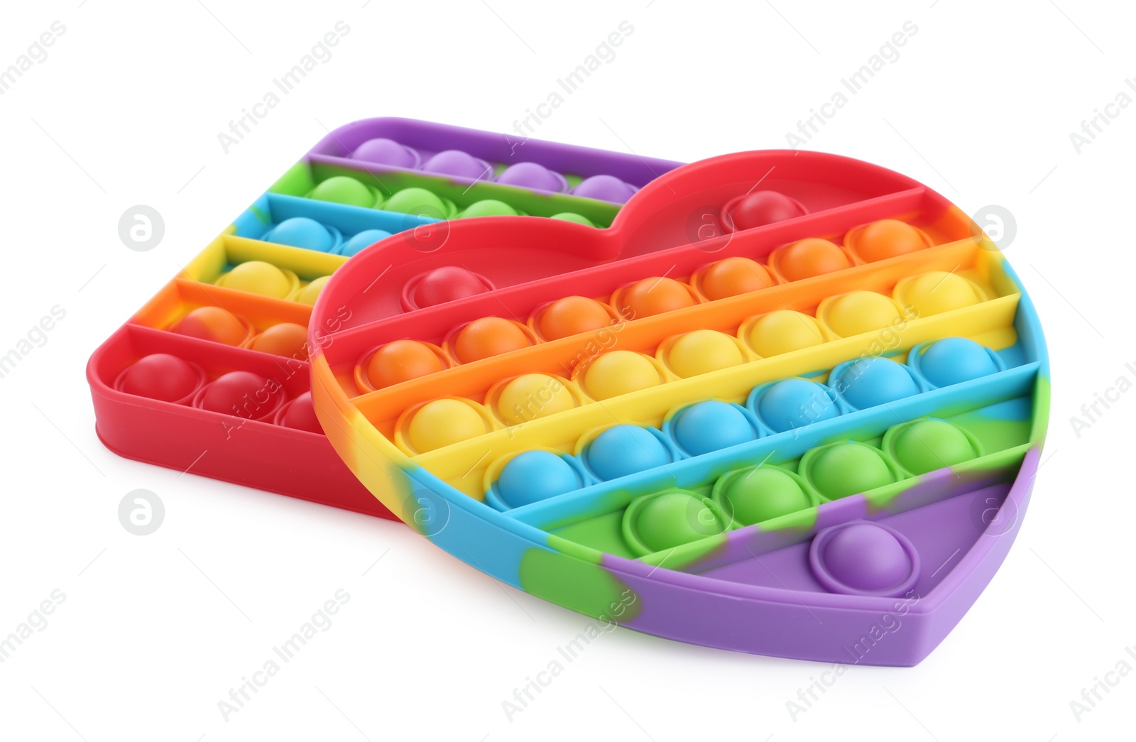 Photo of Rainbow pop it fidget toys on white background