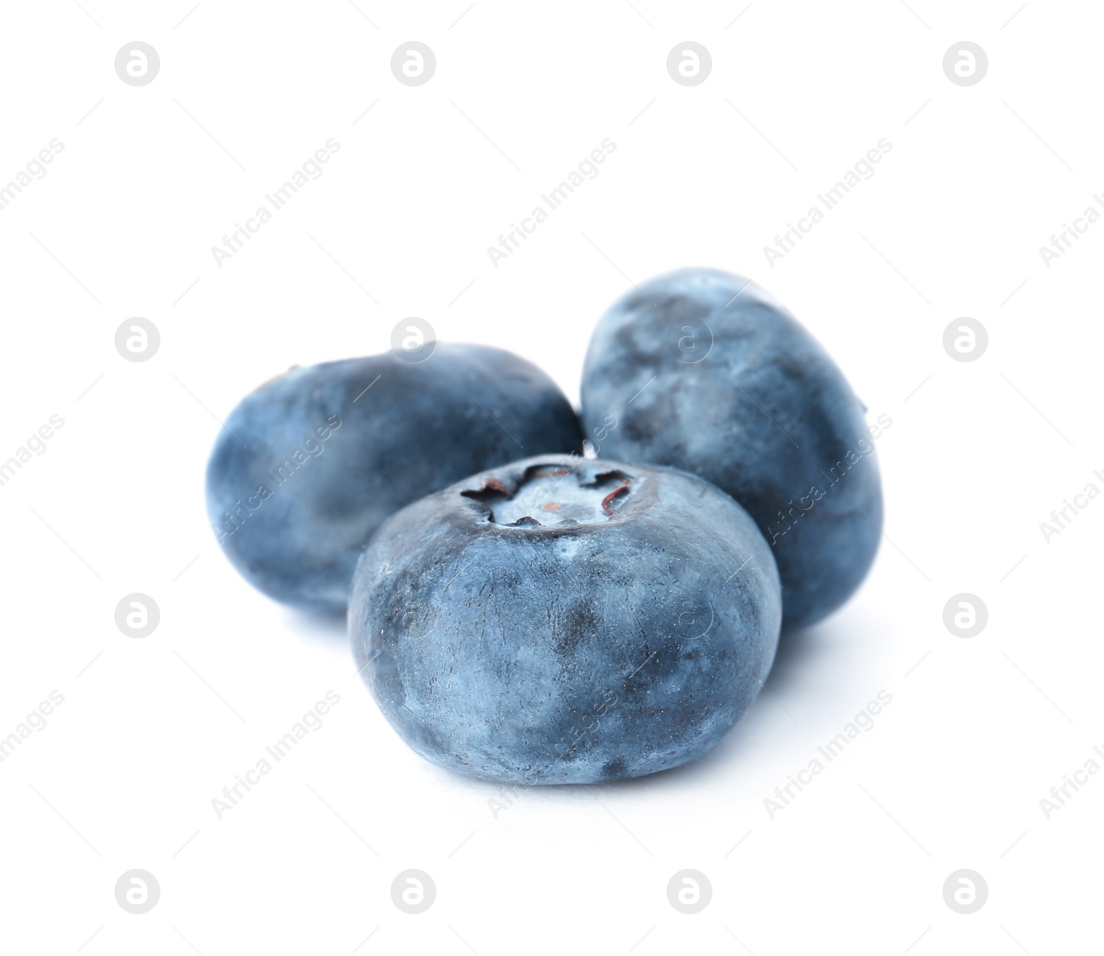 Photo of Tasty juicy ripe blueberries on white background