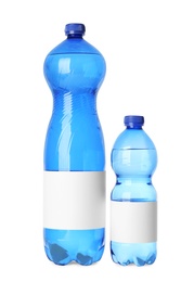 Image of Bottles of pure water with blank labels on white background