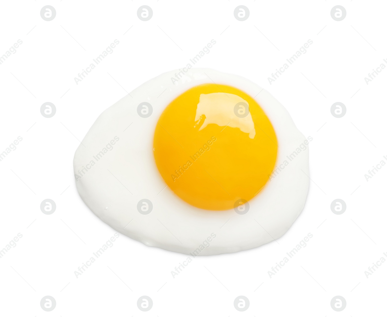 Photo of Tasty fried chicken egg isolated on white, top view