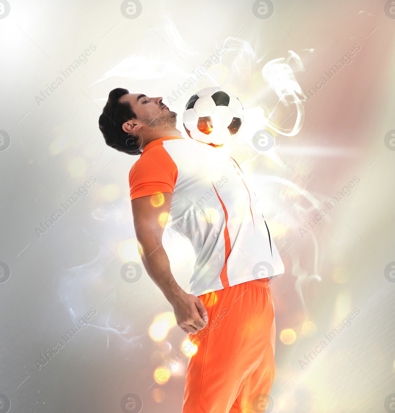 Image of Shot of football player in action. Creative design