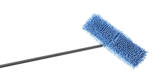 Blue mop isolated on white. Cleaning service