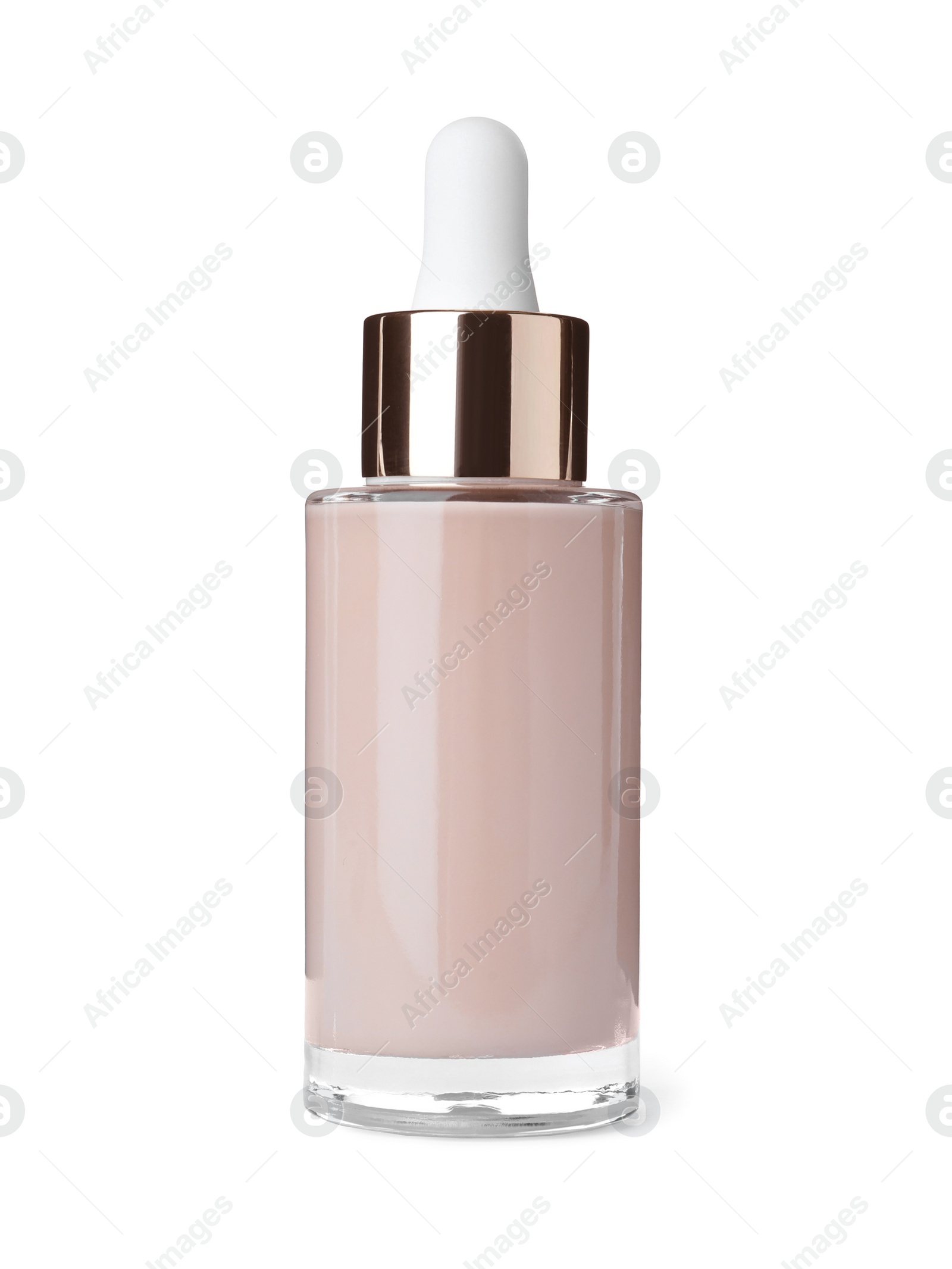 Photo of Bottle of skin foundation isolated on white. Makeup product