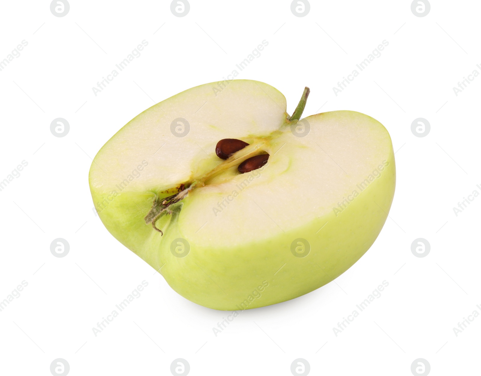 Photo of Half of ripe green apple isolated on white