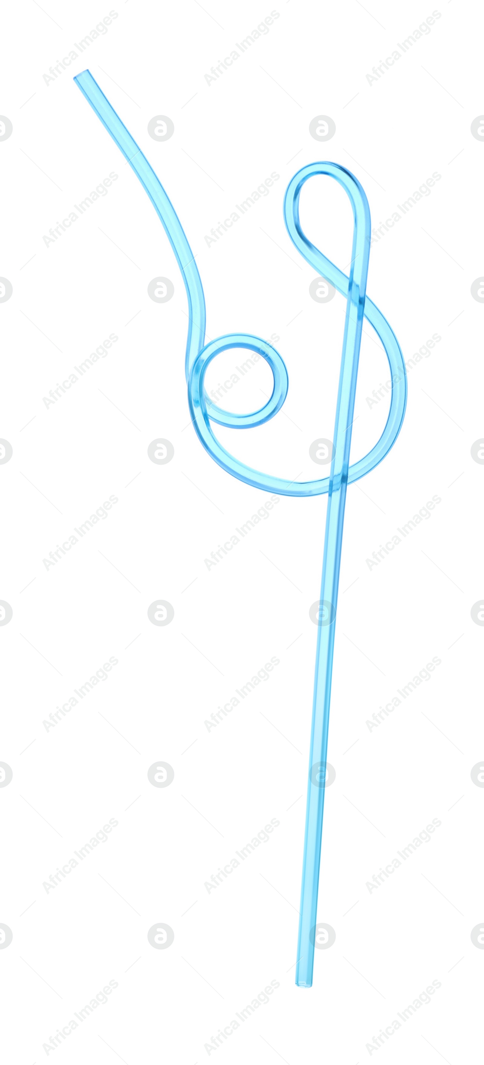 Photo of Light blue plastic cocktail tube isolated on white