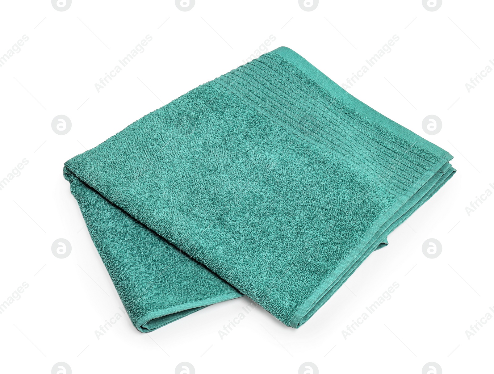 Photo of Clean soft towel on white background