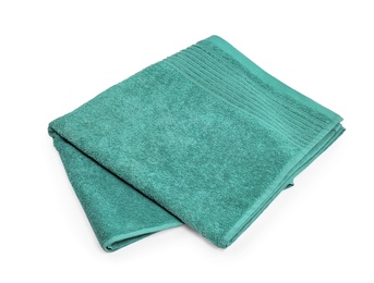 Photo of Clean soft towel on white background