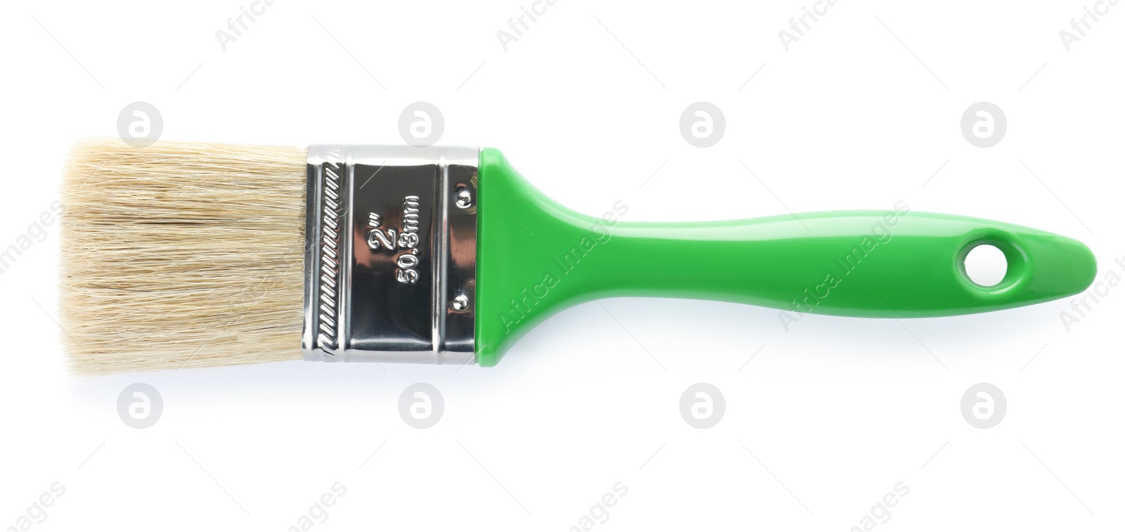 Photo of Paint brush with color handle on white background