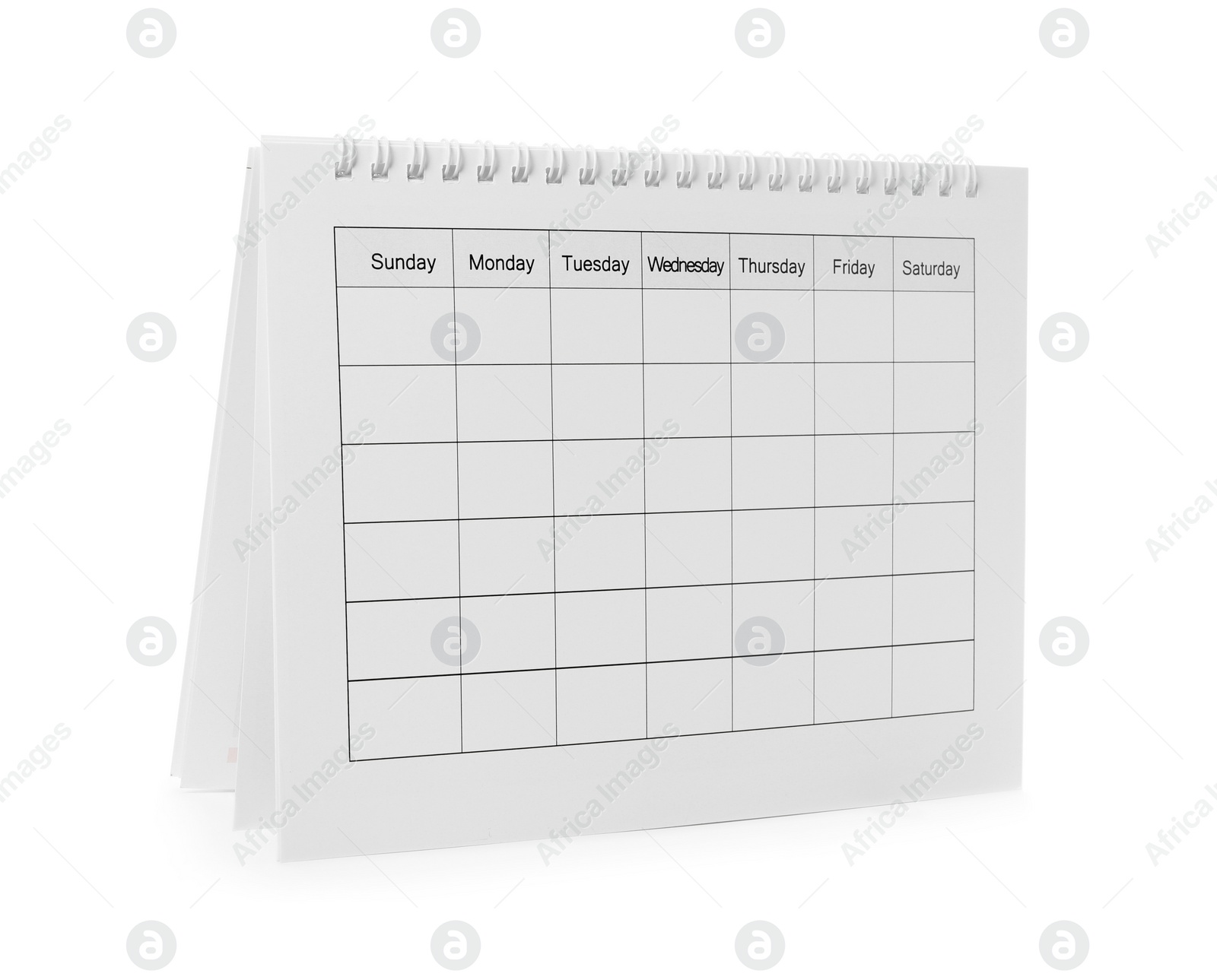 Photo of Blank paper calendar isolated on white. Planning concept