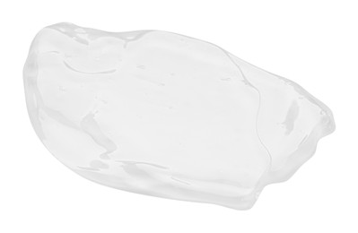 Sample of clear facial gel on white background