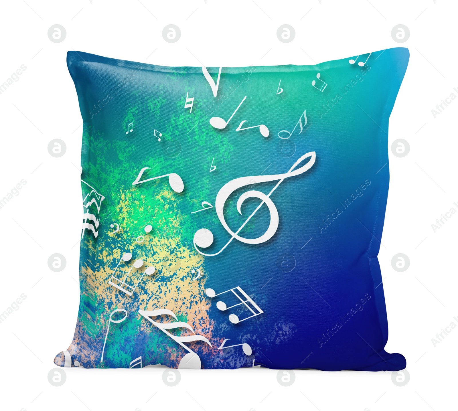 Image of Soft pillow with stylish print isolated on white