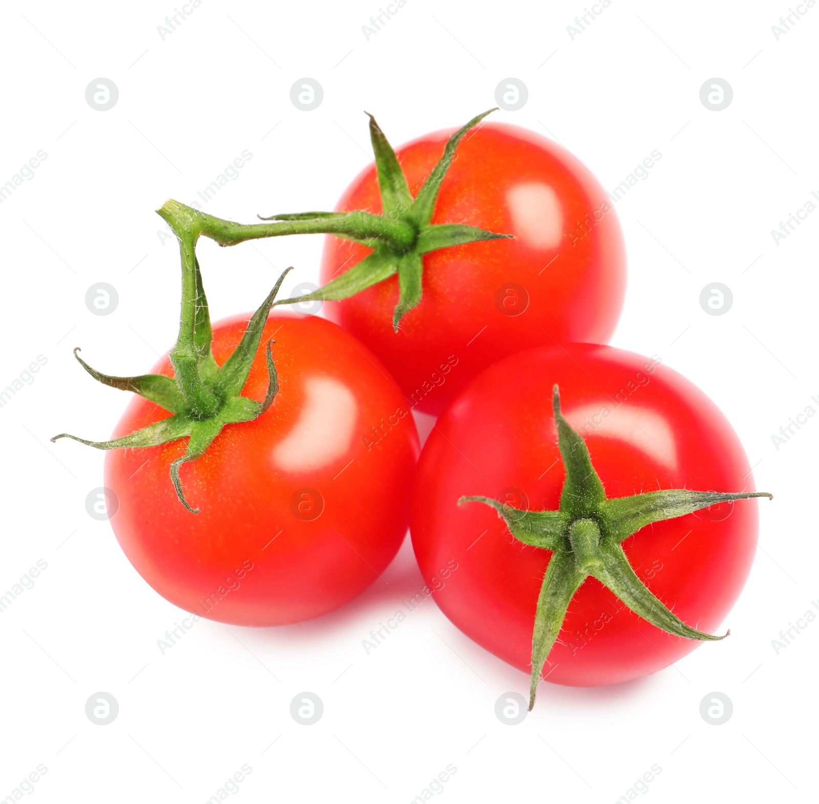 Photo of Fresh organic cherry tomatoes isolated on white