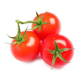 Fresh organic cherry tomatoes isolated on white