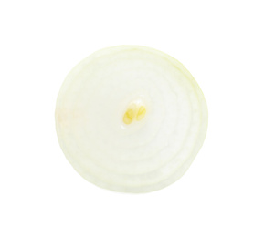 Slice of raw onion on white background