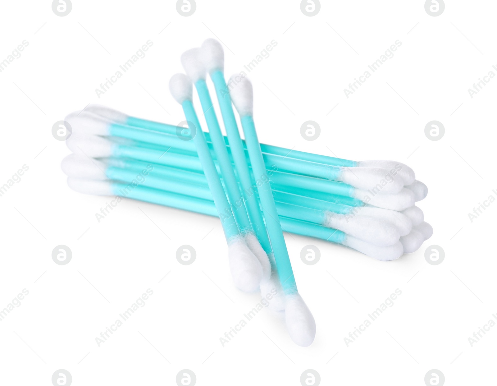 Photo of Many clean cotton buds on white background