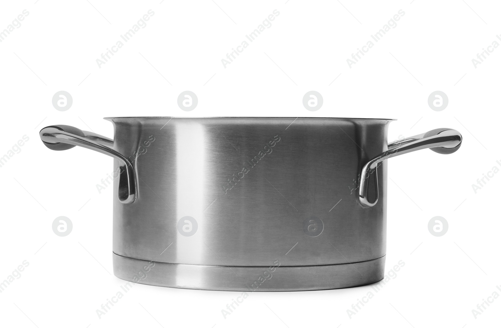 Photo of Empty modern steel pot isolated on white