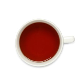 Photo of Cup of hot tea isolated on white, top view