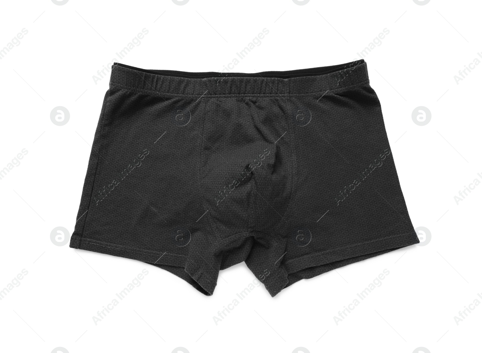 Photo of Comfortable black men's underwear isolated on white, top view