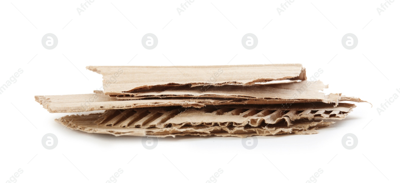 Photo of Pieces of torn cardboard isolated on white