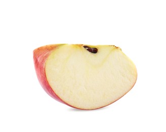 Photo of Slice of juicy apple on white background