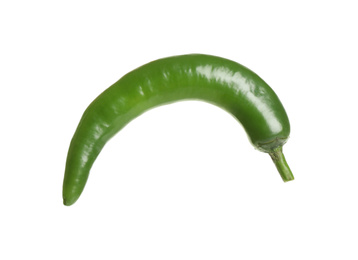 Photo of Green hot chili pepper isolated on white
