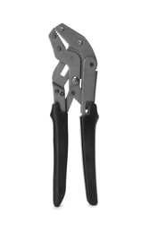 Photo of New pliers on white background. Professional construction tool