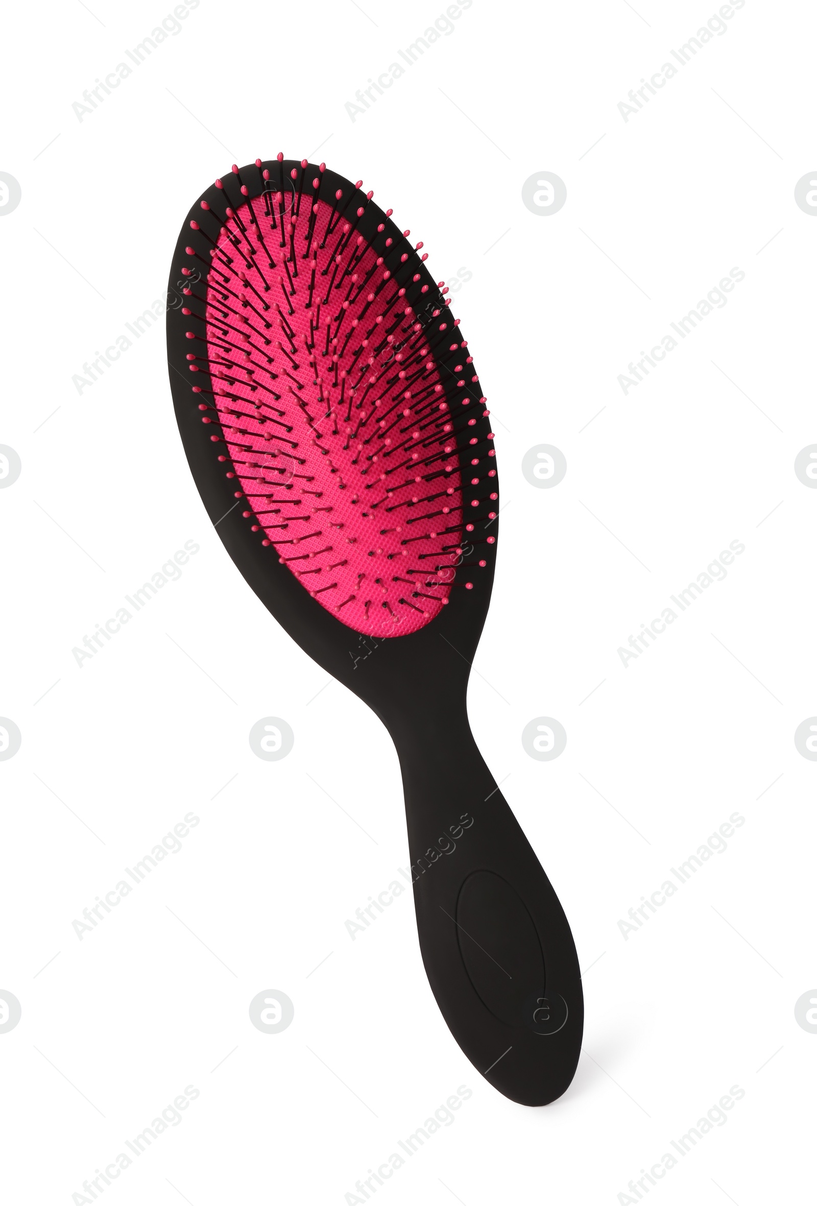 Photo of One new plastic hairbrush isolated on white