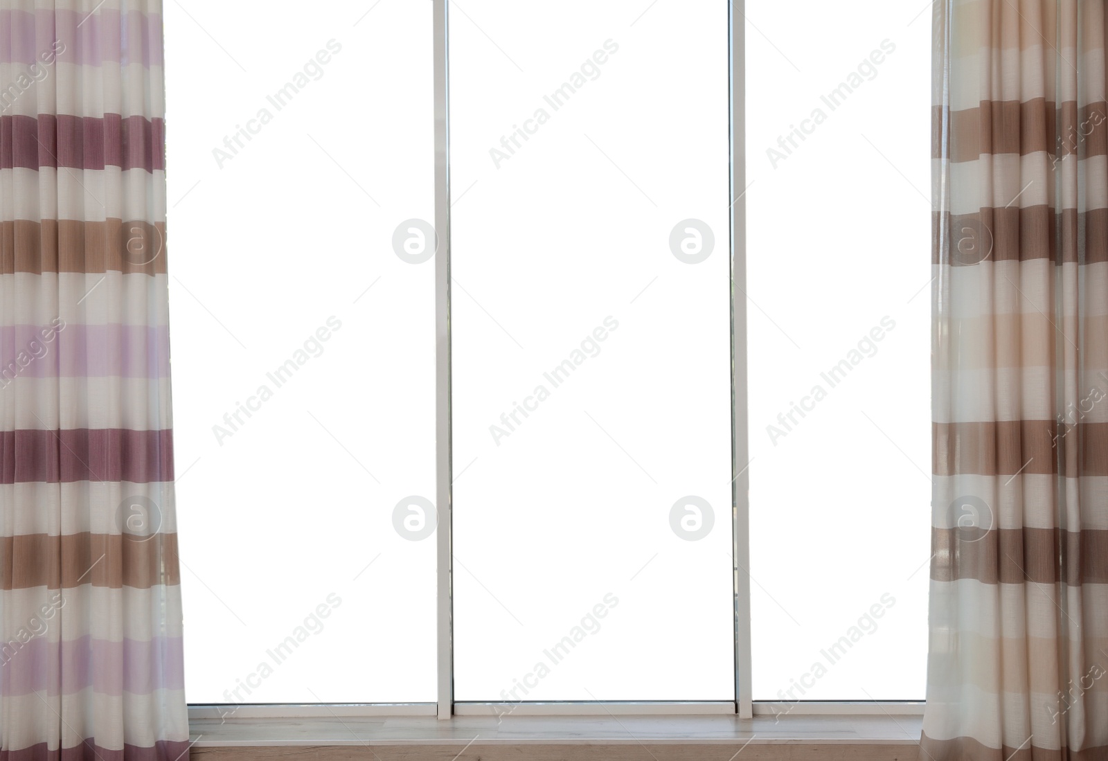 Photo of Big window with curtains in living room interior