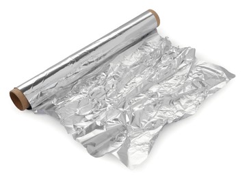 Photo of Roll of aluminum foil isolated on white