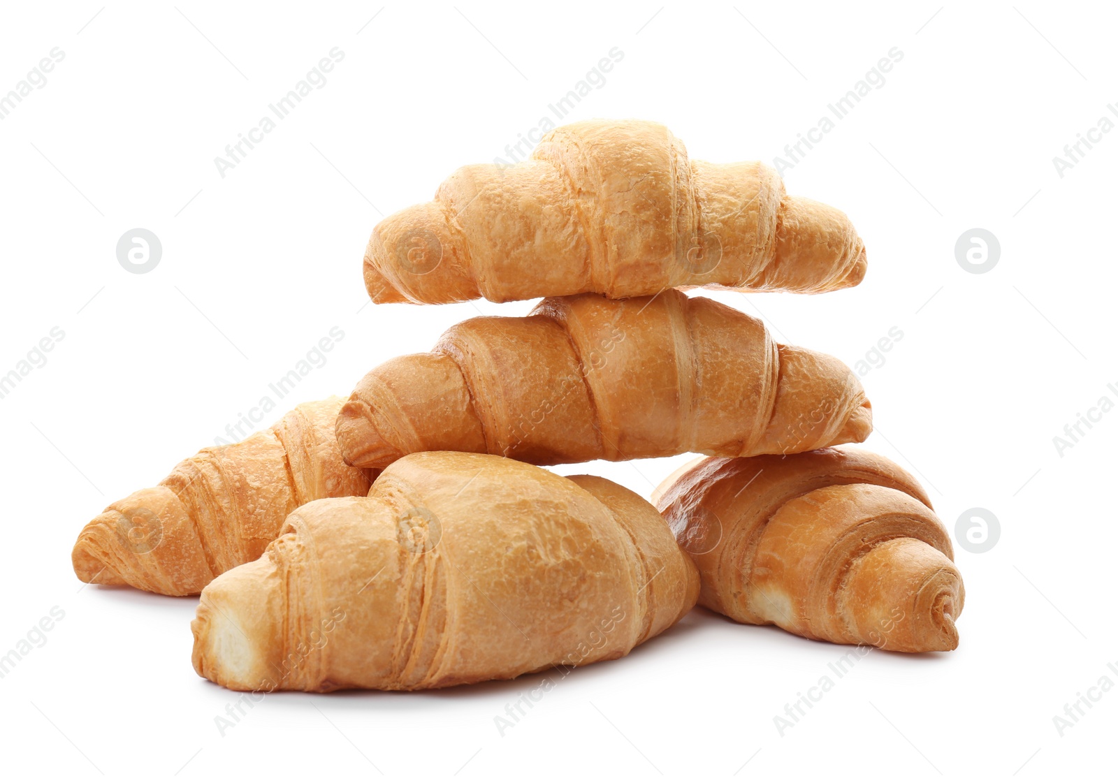 Photo of Tasty croissants on white background