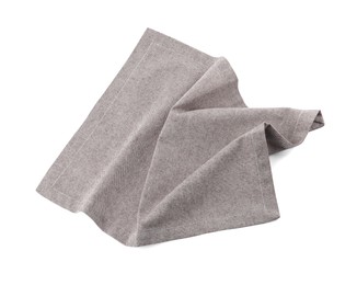 Photo of Grey cloth kitchen napkin isolated on white