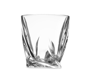 Empty clear lowball glass isolated on white
