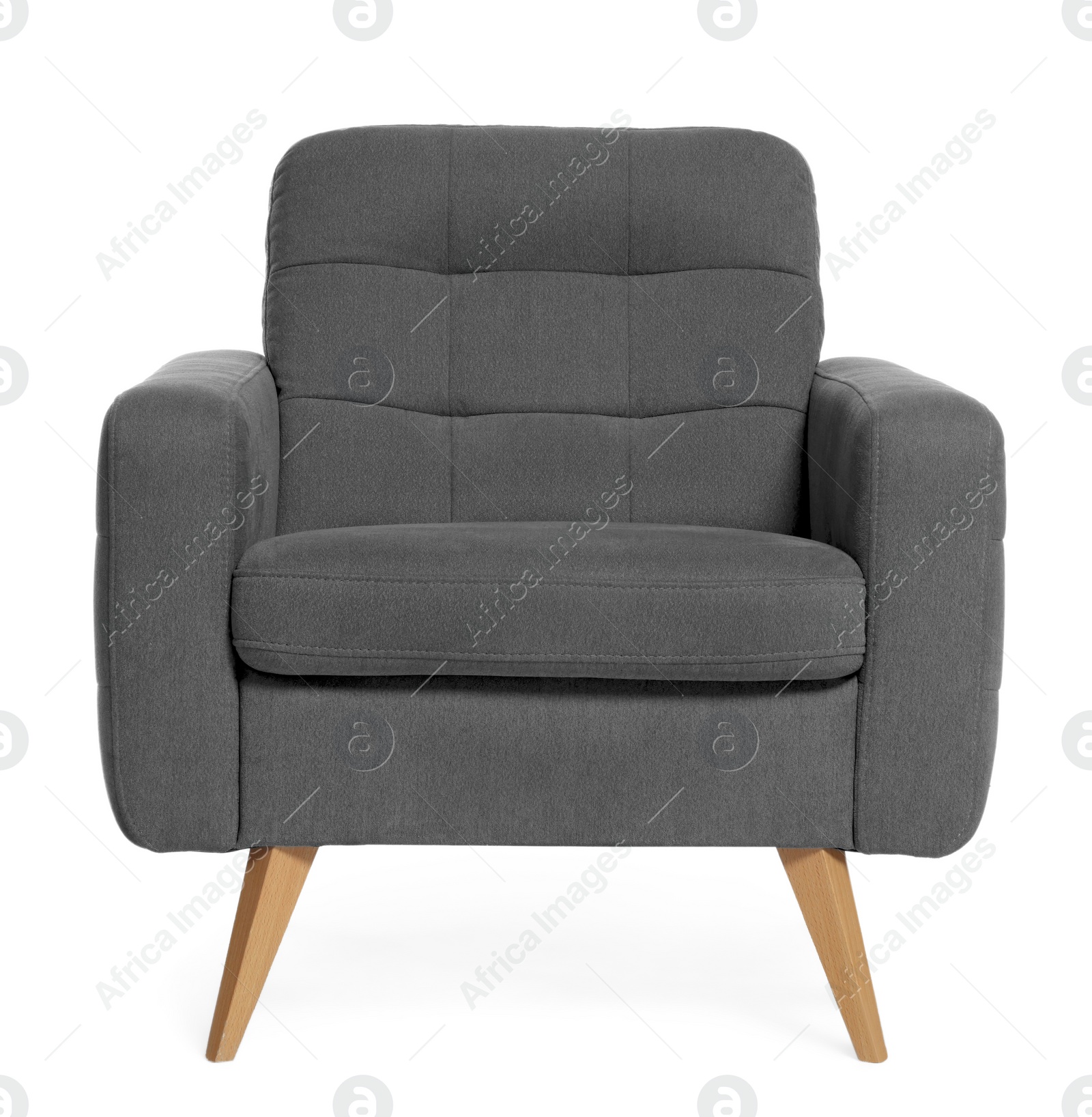 Image of One comfortable grey armchair isolated on white