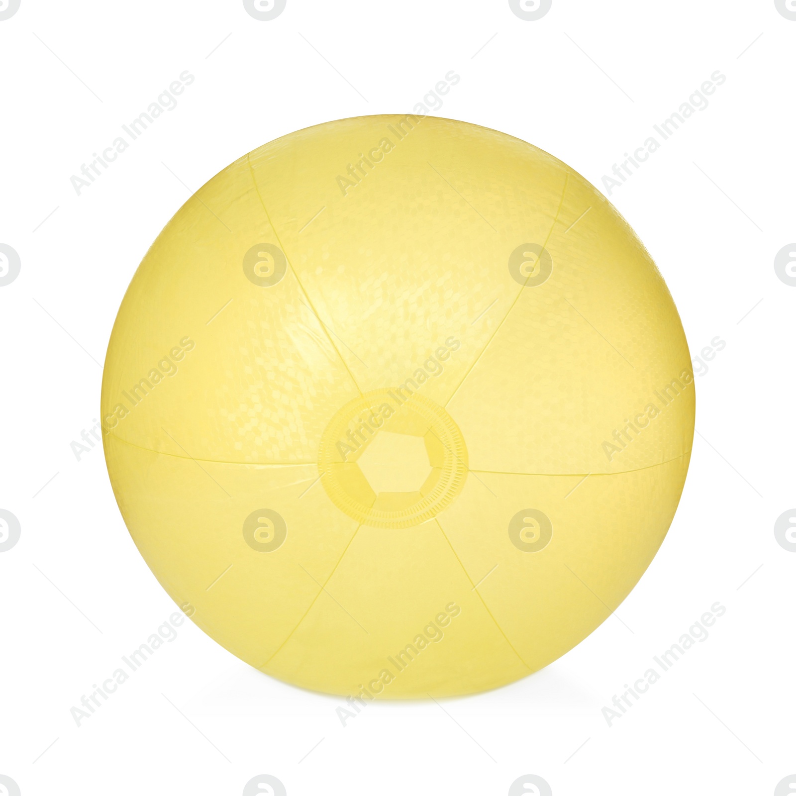 Photo of Inflatable yellow beach ball isolated on white
