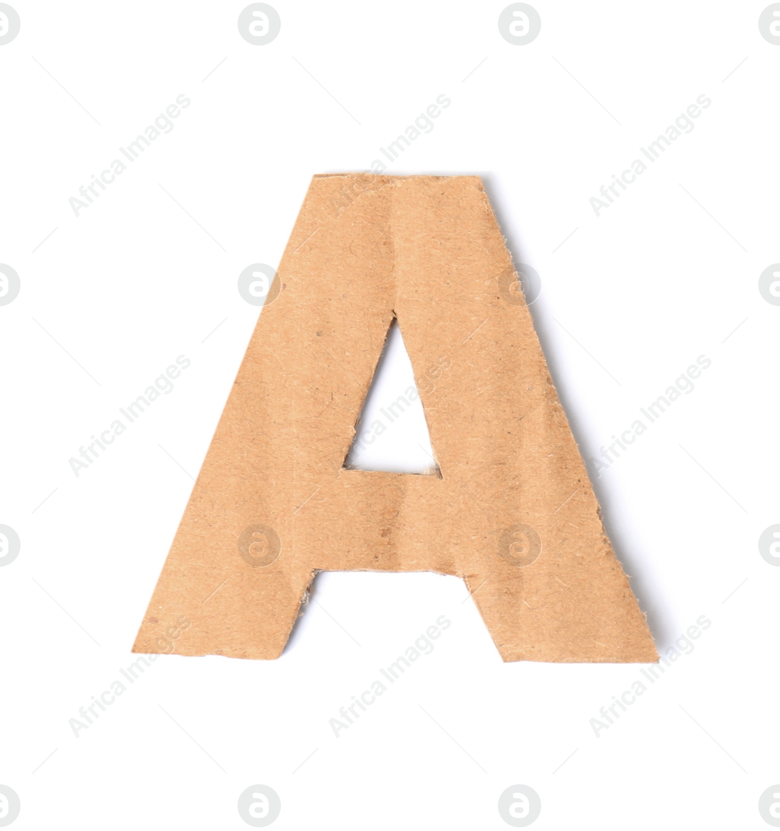 Photo of Letter A made of cardboard on white background