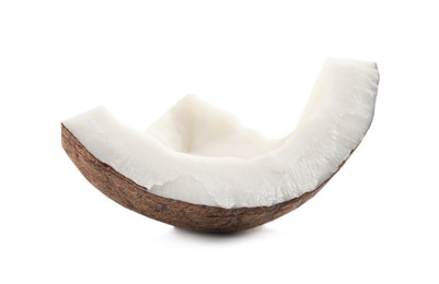 Photo of Piece of ripe coconut isolated on white