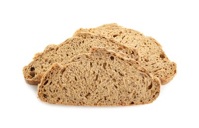 Photo of Slices of freshly baked sourdough bread isolated on white