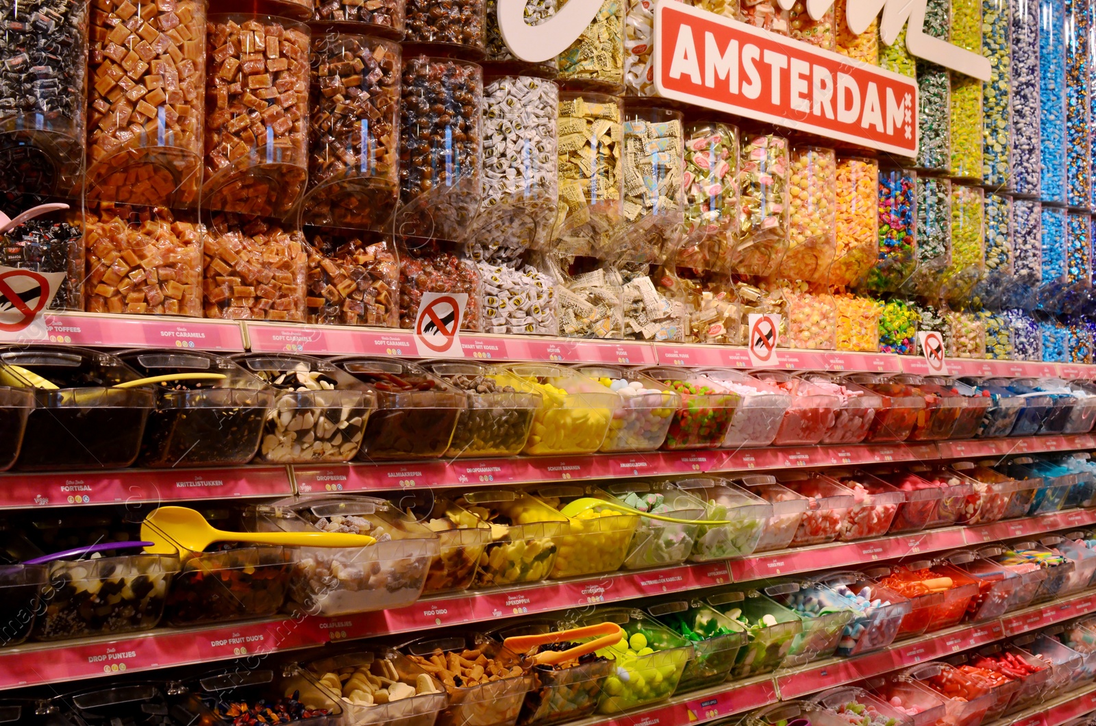 Photo of AMSTERDAM, NETHERLANDS - JULY 16, 2022: Assortment of sweets in Captain Candy shop