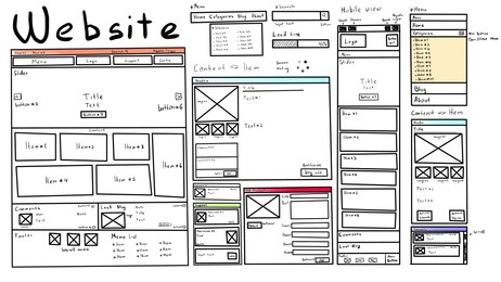 Illustration of Sketch of website planning and design, illustration