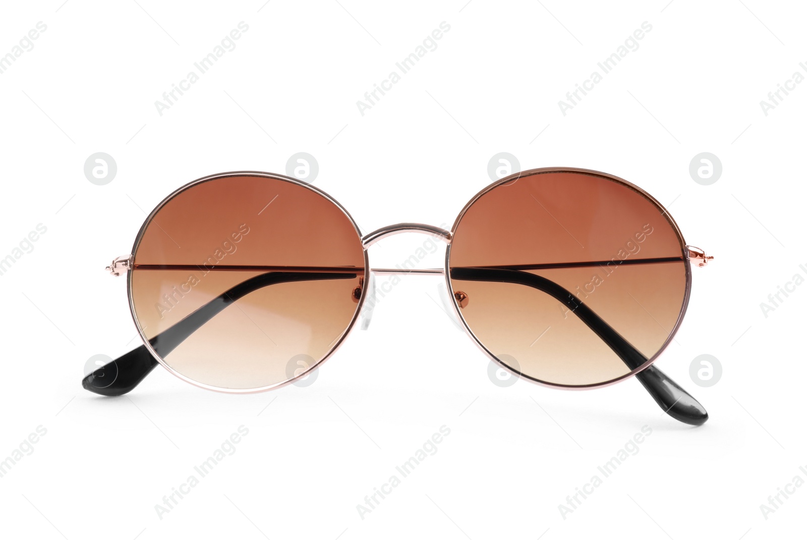 Photo of Stylish sunglasses isolated on white. Beach object