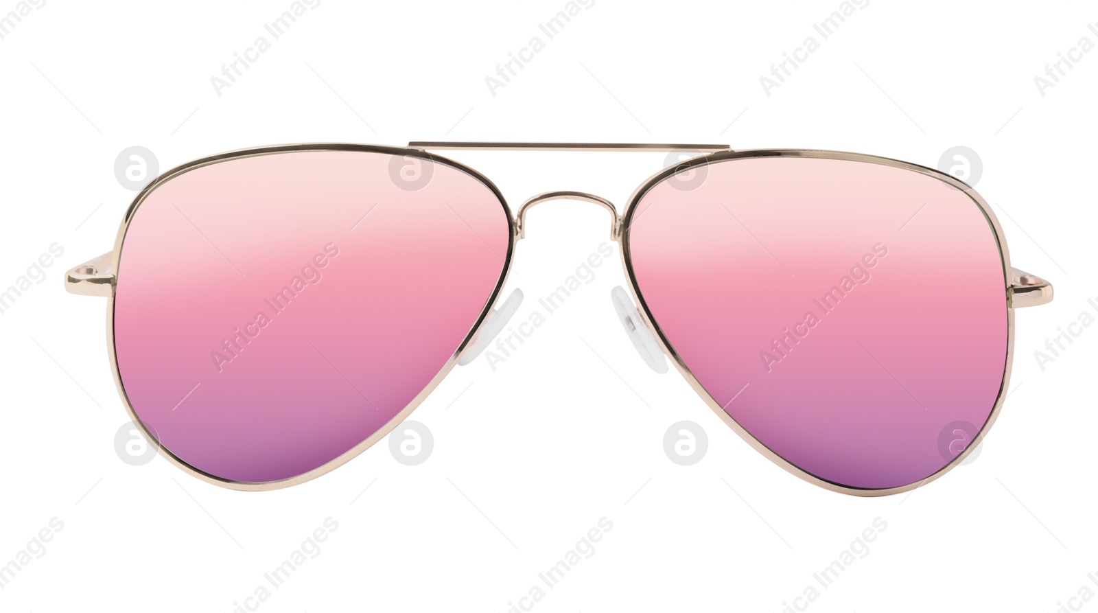 Photo of New stylish aviator sunglasses isolated on white